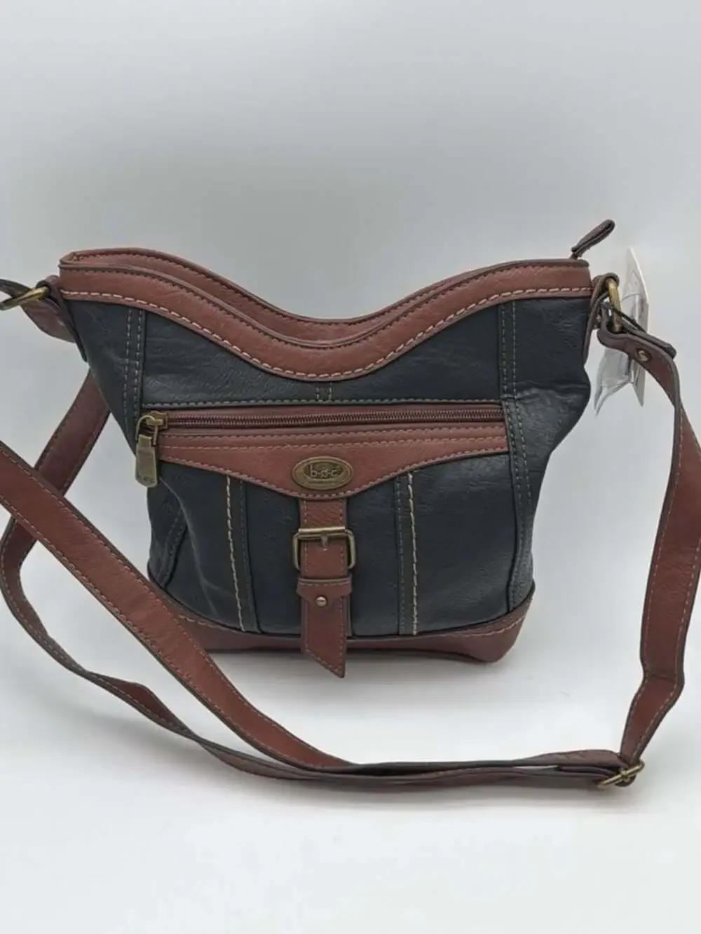 B.O.C. Born Concept Black&Brown Crossbody Bag Integrated Power Bank Charger